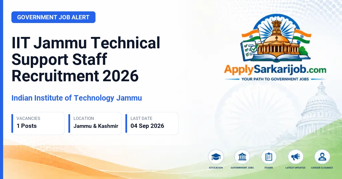 Indian Institute of Technology Jammu - Technical Support Staff Official Notification Poster & Schedule