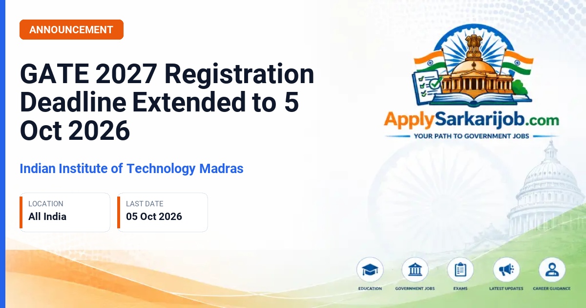 Indian Institute of Technology Madras - Graduate Aptitude Test in Engineering (GATE) 2027 Official Notification Poster & Schedule