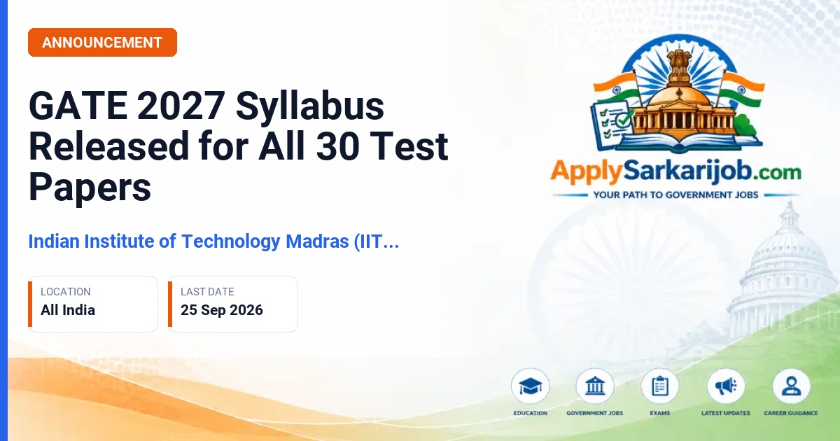 Indian Institute of Technology Madras (IIT Madras) - GATE 2027 Syllabus Official Notification Poster & Schedule