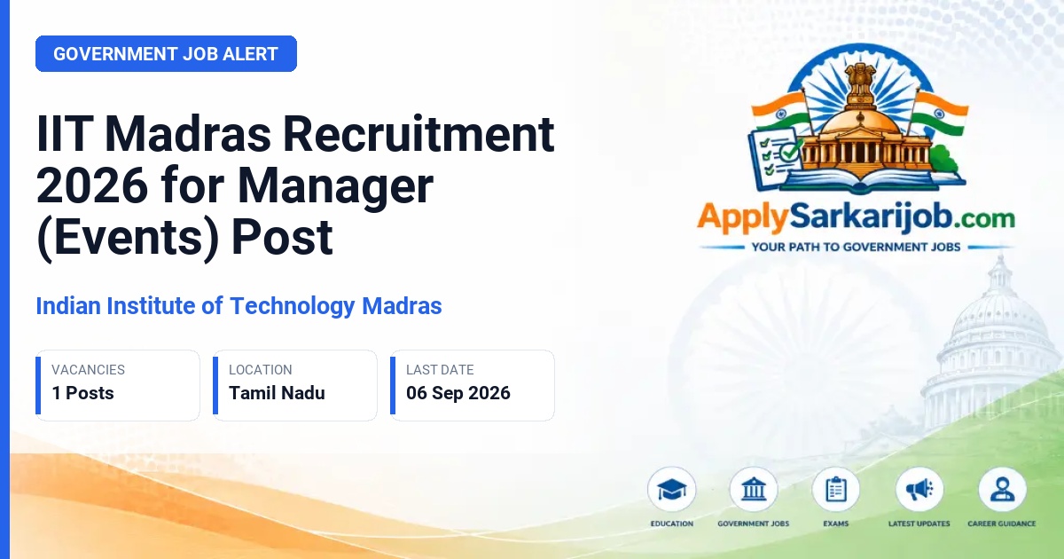 Indian Institute of Technology Madras - Manager (Events) Official Notification Poster & Schedule