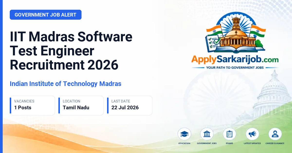 Indian Institute of Technology Madras (IIT Madras) - Software Test Engineer / Automation Tester Official Notification Poster & Schedule