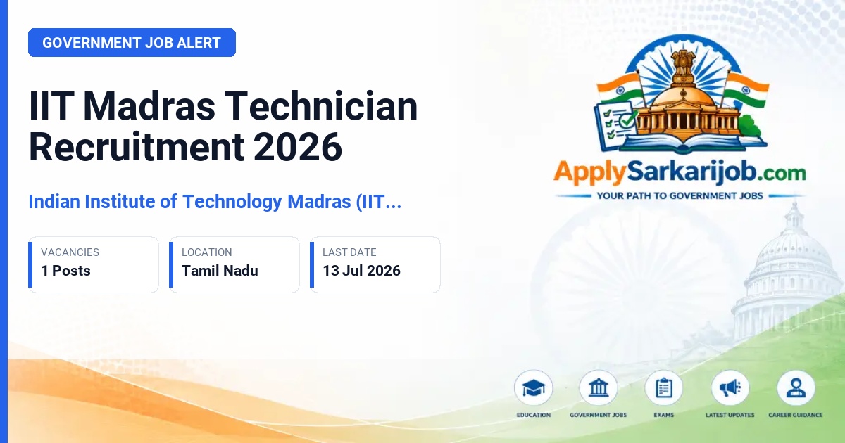 Indian Institute of Technology Madras (IIT Madras) - Technician Official Notification Poster & Schedule