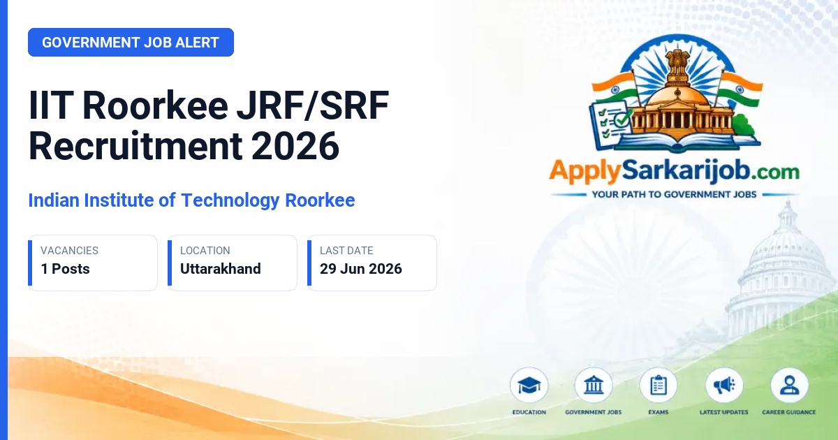 Indian Institute of Technology Roorkee (IIT Roorkee) - JRF/SRF Official Notification Poster & Schedule