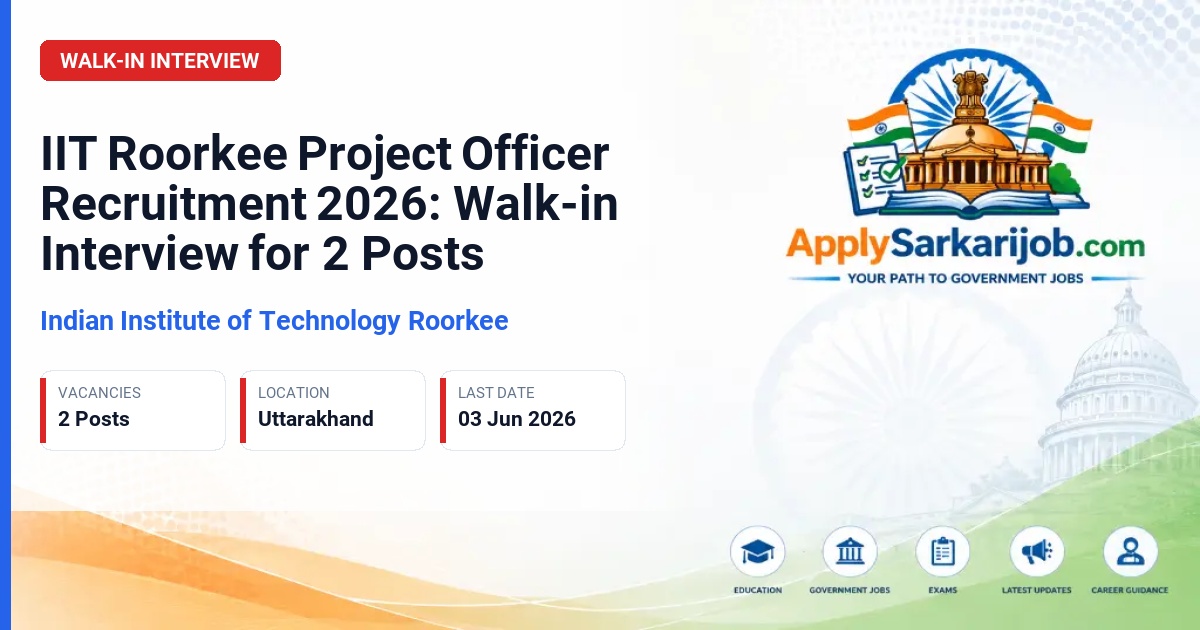 Indian Institute of Technology Roorkee (IIT Roorkee) - Project Officer Official Notification Poster & Schedule