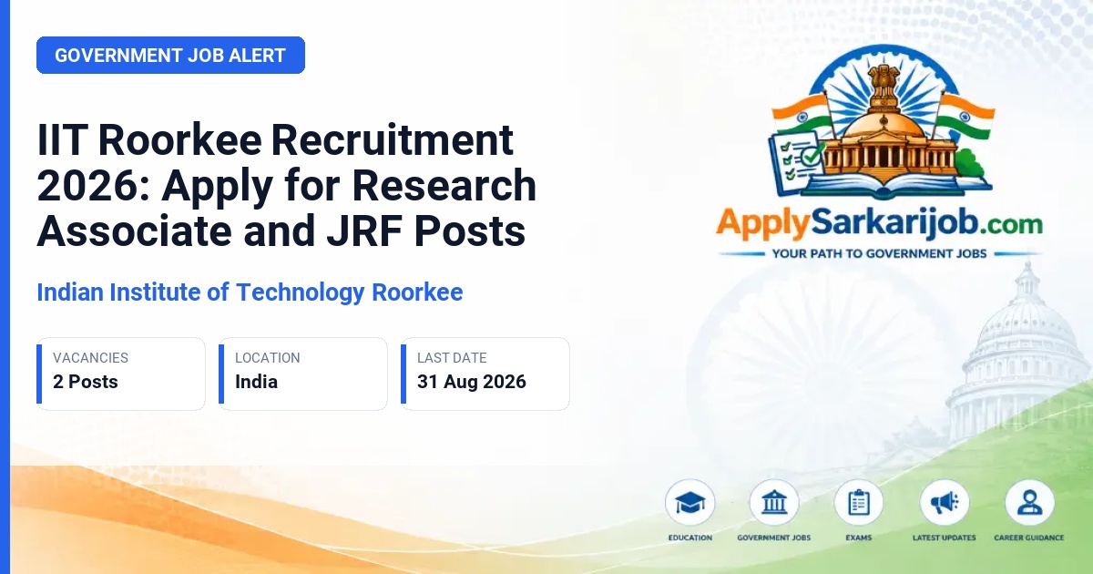 Indian Institute of Technology Roorkee - Research Associate I / JRF Official Notification Poster & Schedule