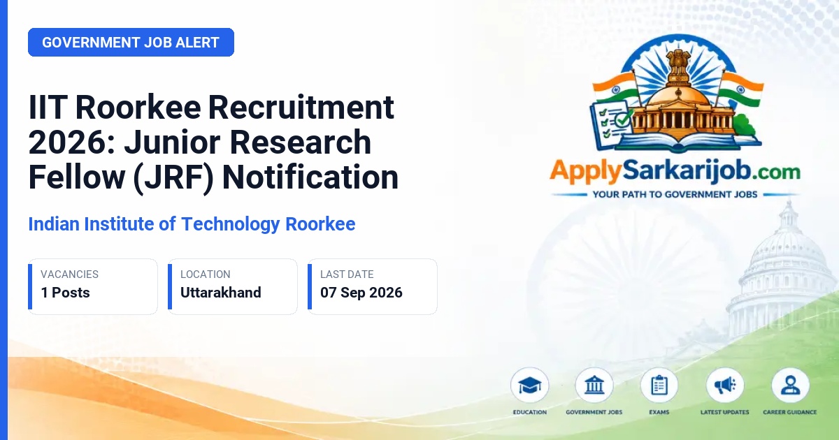 Indian Institute of Technology Roorkee - Junior Research Fellow (JRF) Official Notification Poster & Schedule