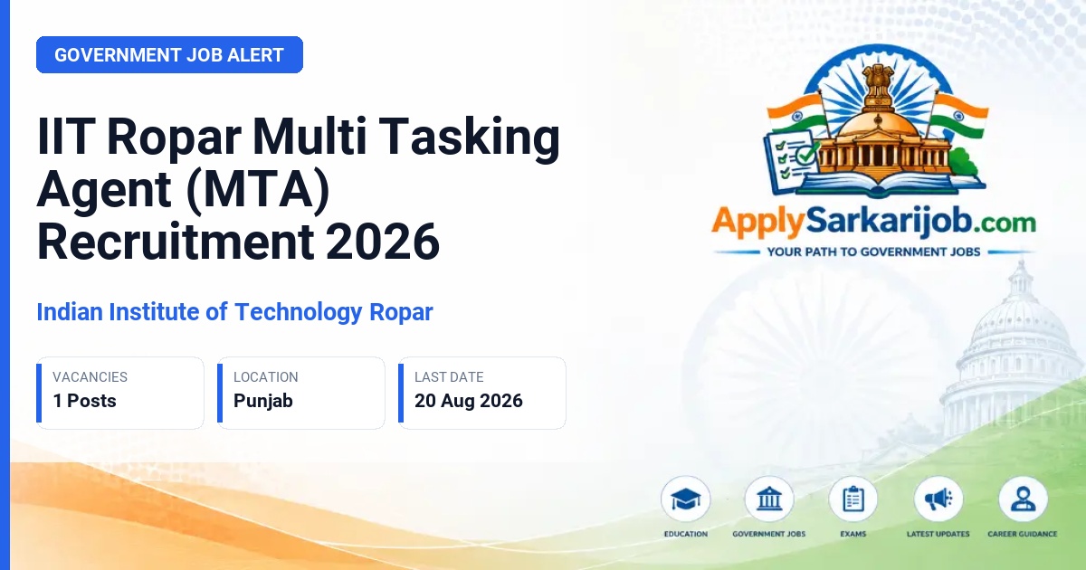 Indian Institute of Technology Ropar - Multi Tasking Agent (MTA) Official Notification Poster & Schedule