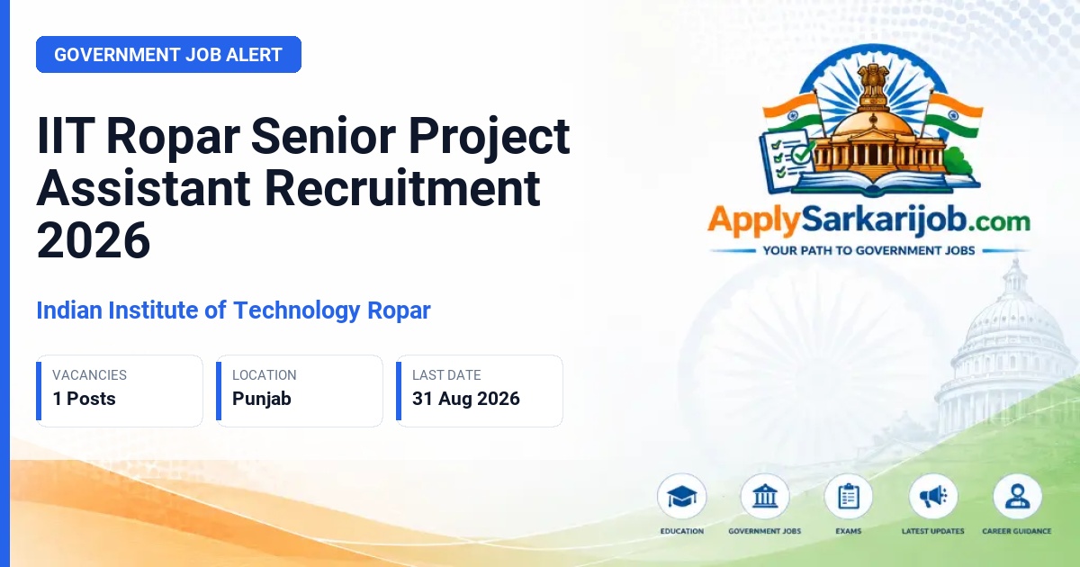 Indian Institute of Technology Ropar - Senior Project Assistant Official Notification Poster & Schedule