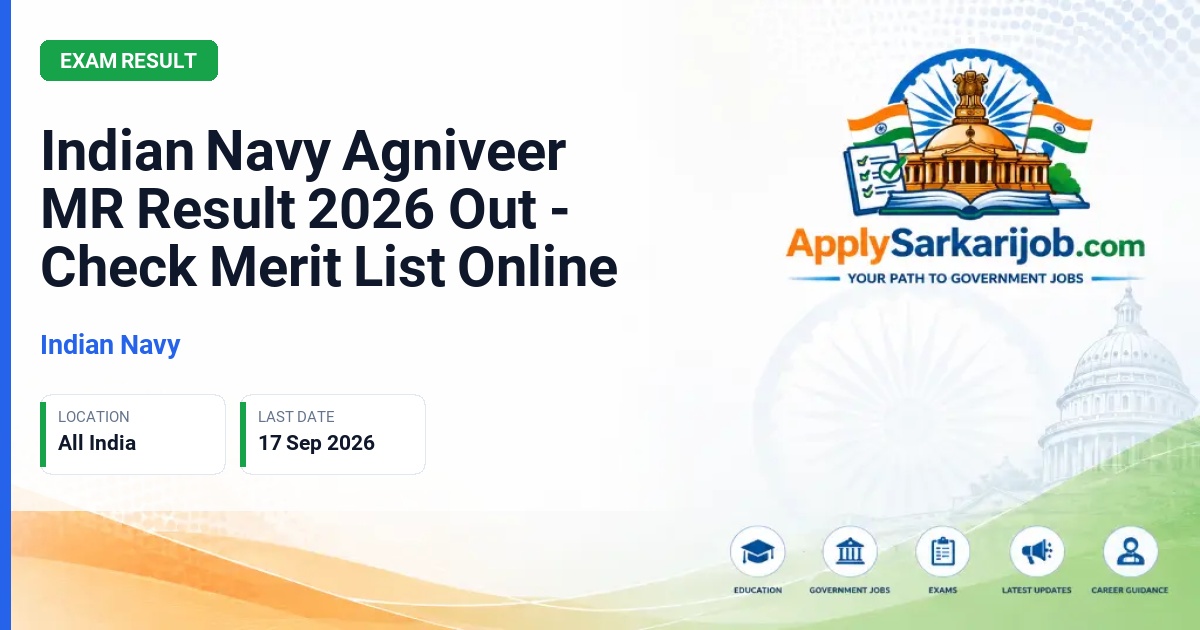 Indian Navy - Agniveer MR Result 2026 Official Notification Poster & Schedule