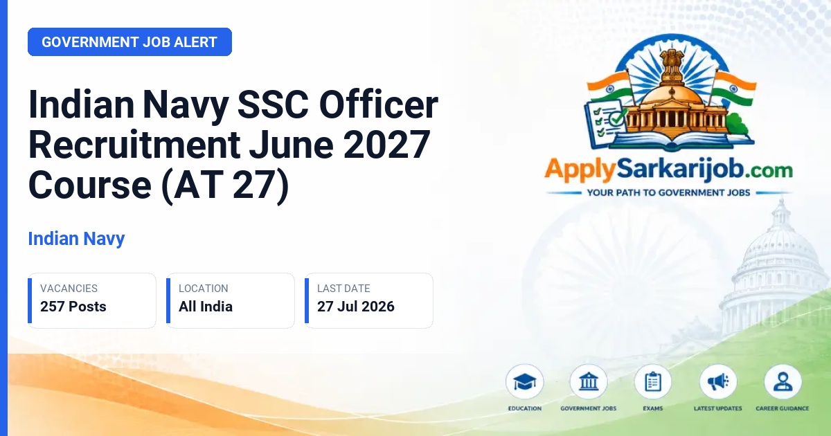 Indian Navy - SSC Officer (AT 27 Course) Official Notification Poster & Schedule