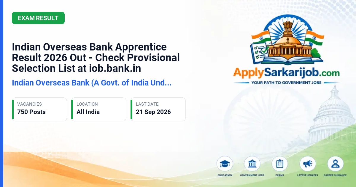 Indian Overseas Bank (A Govt. of India Undertaking) - Apprentice Official Notification Poster & Schedule