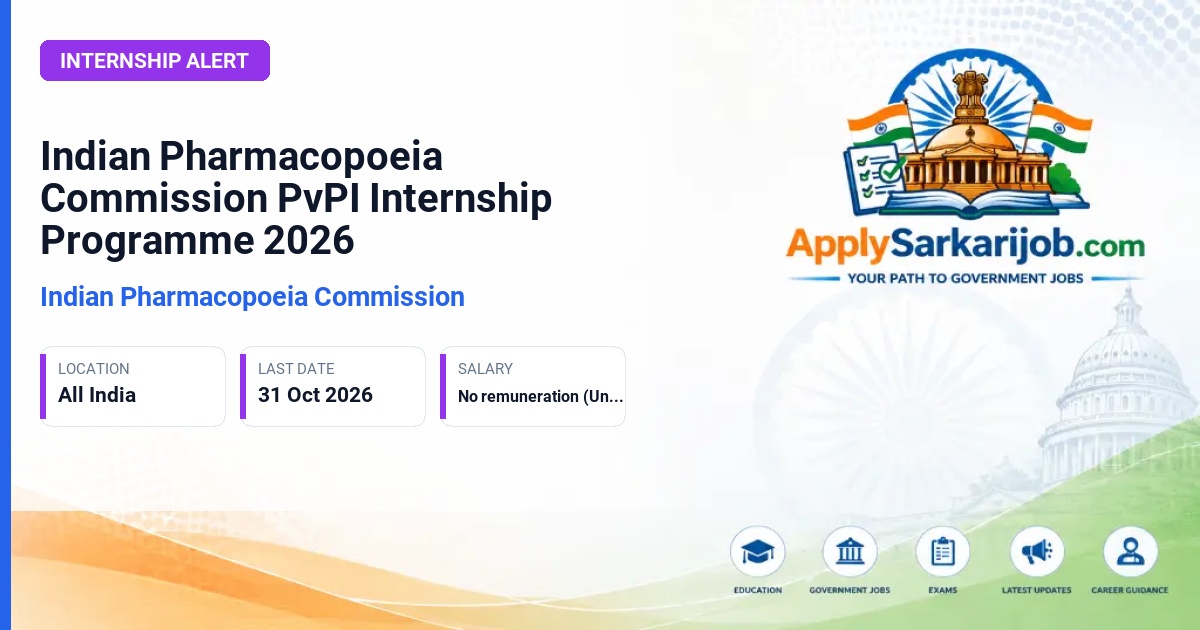 IPC PvPI Internship 2026: Apply Online for 1, 3, 6 Months