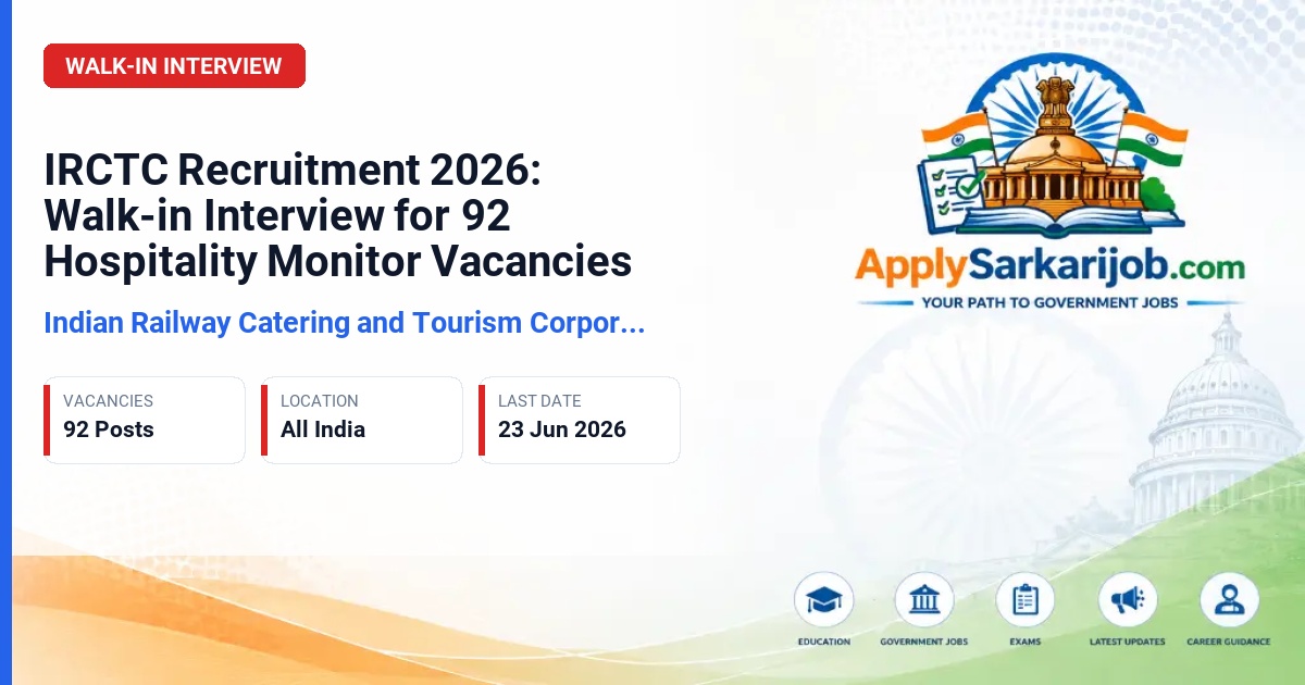 Indian Railway Catering and Tourism Corporation (IRCTC) - Hospitality Monitor Official Notification Poster & Schedule