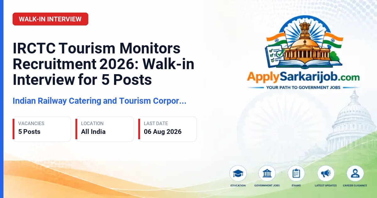 Indian Railway Catering and Tourism Corporation (IRCTC) - Tourism Monitors Official Notification Poster & Schedule