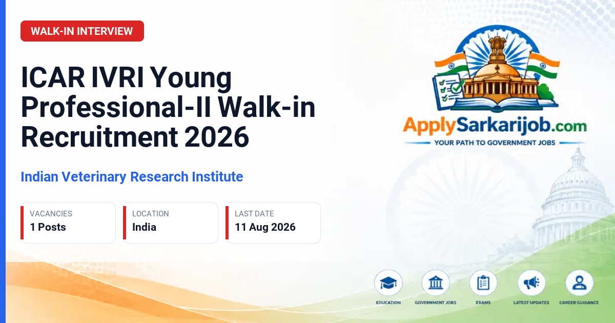 Indian Veterinary Research Institute - Young Professional-II Official Notification Poster & Schedule
