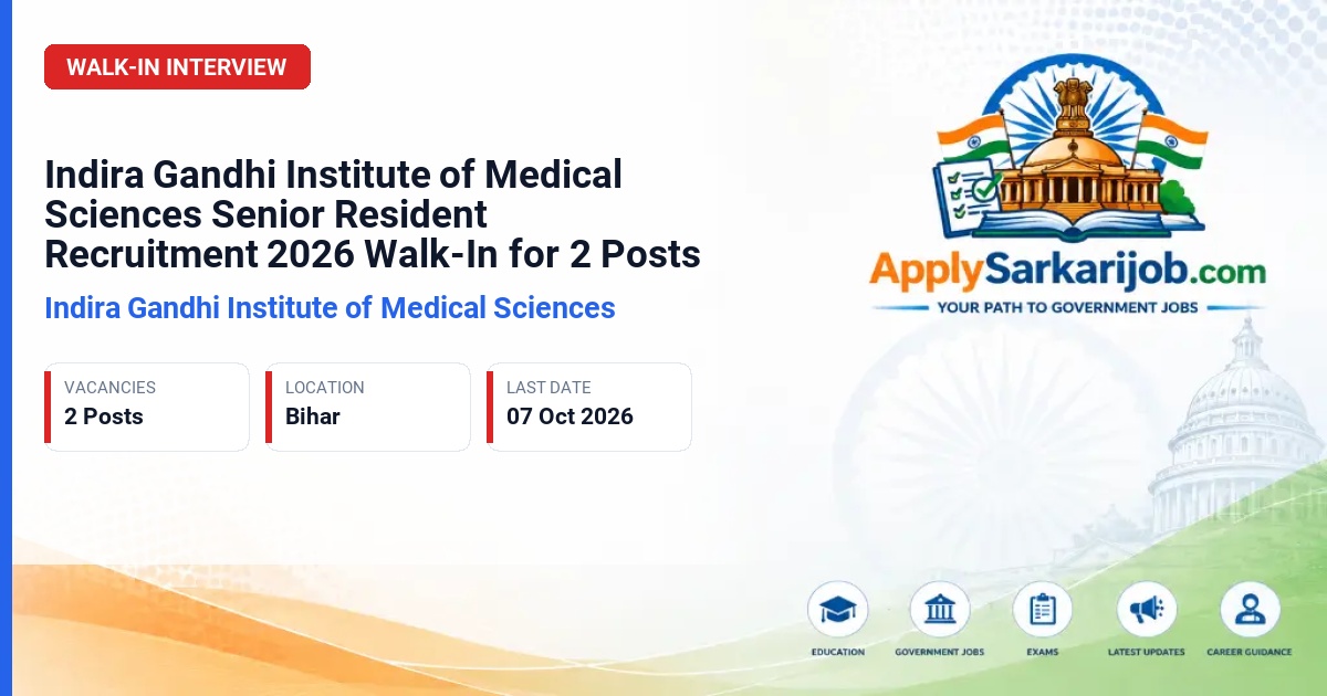 Indira Gandhi Institute of Medical Sciences - Senior Resident Official Notification Poster & Schedule