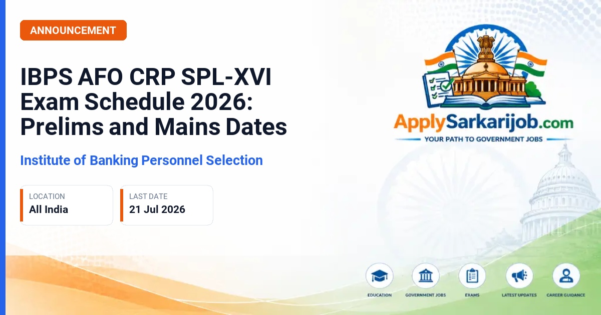 Institute of Banking Personnel Selection (IBPS) - Agriculture Field Officer (Scale-I) Official Notification Poster & Schedule