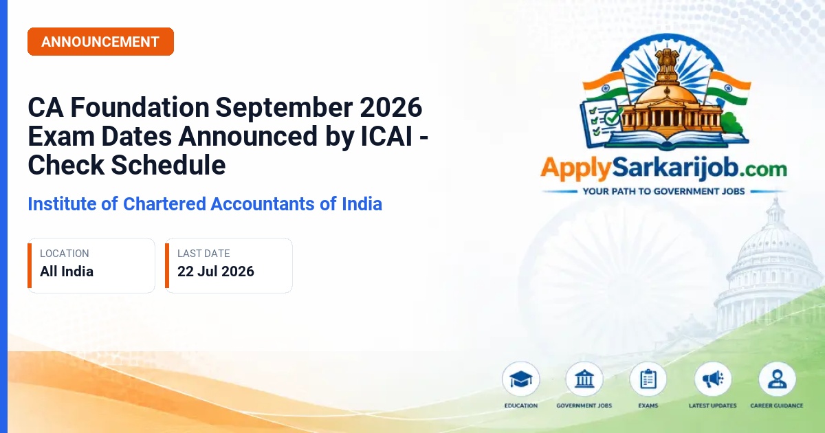 Institute of Chartered Accountants of India - CA Foundation Examination Official Notification Poster & Schedule