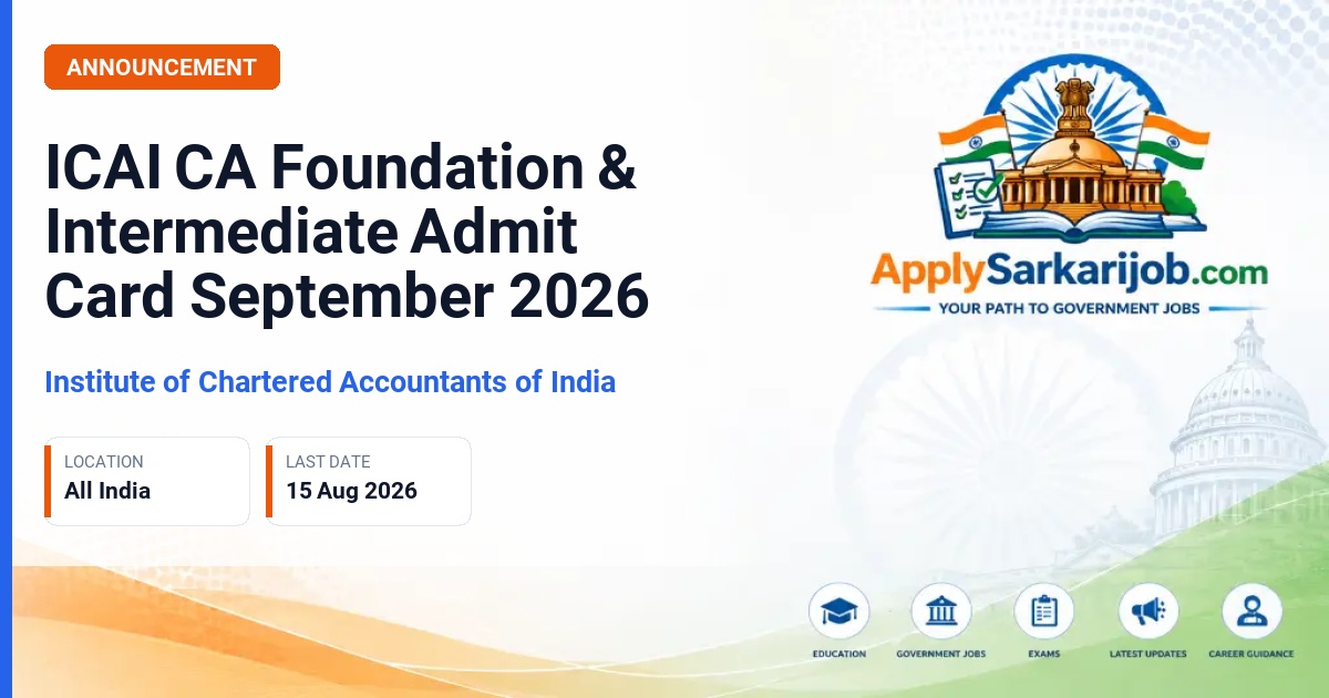 Institute of Chartered Accountants of India - CA Foundation & Intermediate Exam Official Notification Poster & Schedule