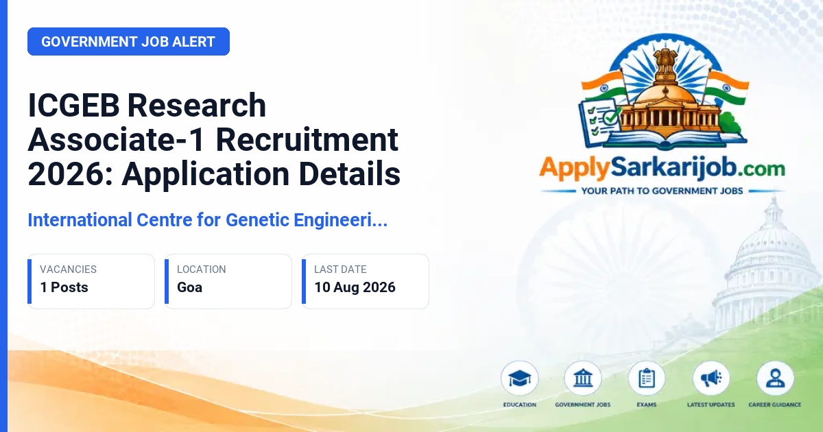 International Centre for Genetic Engineering and Biotechnology (ICGEB) - Research Associate-1 Official Notification Poster & Schedule