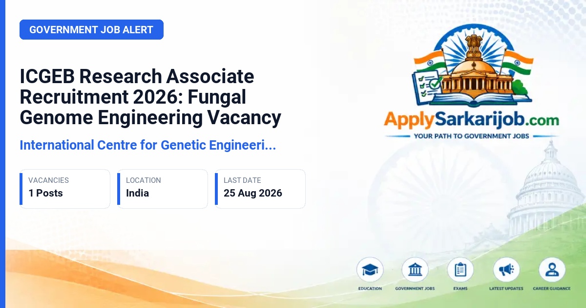 International Centre for Genetic Engineering and Biotechnology - Research Associate (Fungal Genome Engineering) Official Notification Poster & Schedule