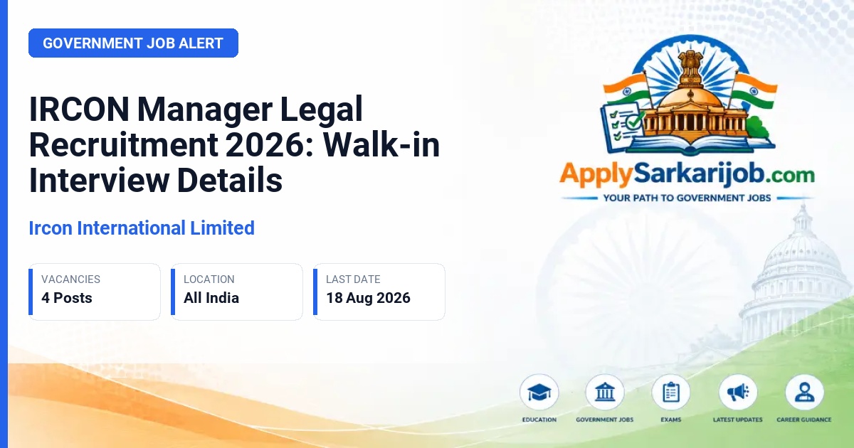 Ircon International Limited - Manager/Legal Official Notification Poster & Schedule