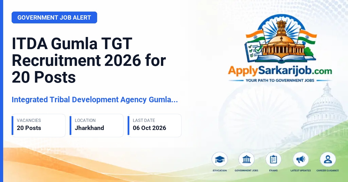 Integrated Tribal Development Agency Gumla (ITDA Gumla) - TGT (Trained Graduate Teacher) Official Notification Poster & Schedule