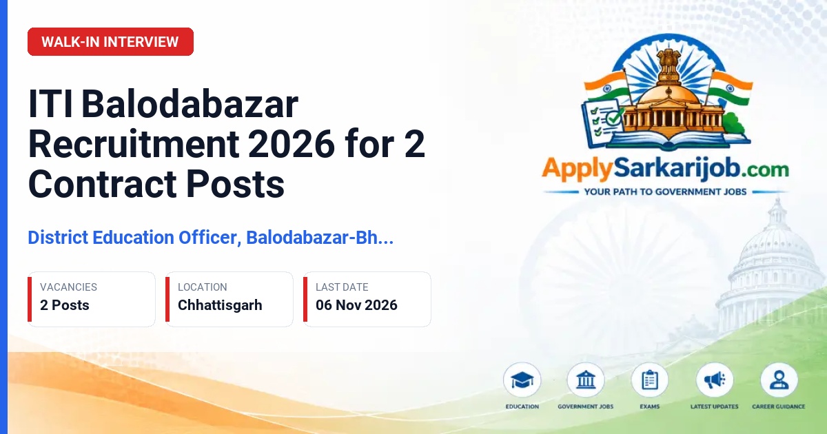District Education Officer, Balodabazar-Bhatapara - English Language and Stenographer Secretarial Assistant (Hindi) Official Notification Poster & Schedule