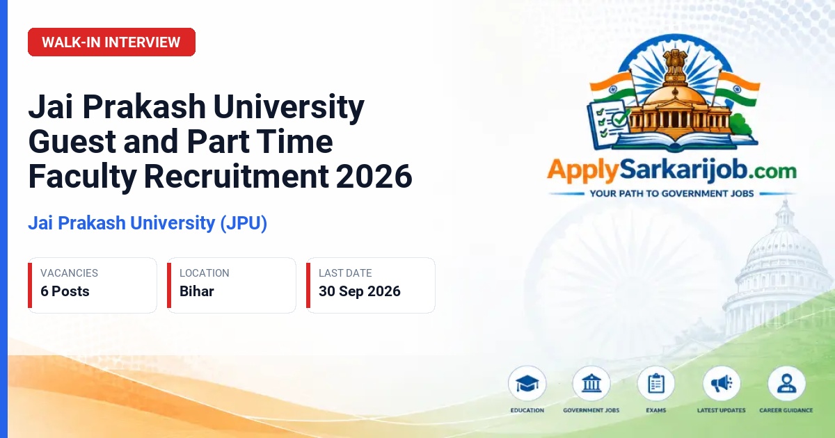 Jai Prakash University (JPU) - Guest/ Part Time Faculty Official Notification Poster & Schedule