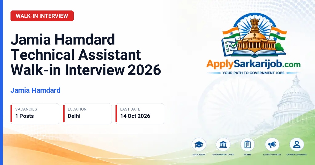 Jamia Hamdard - Technical Assistant Official Notification Poster & Schedule