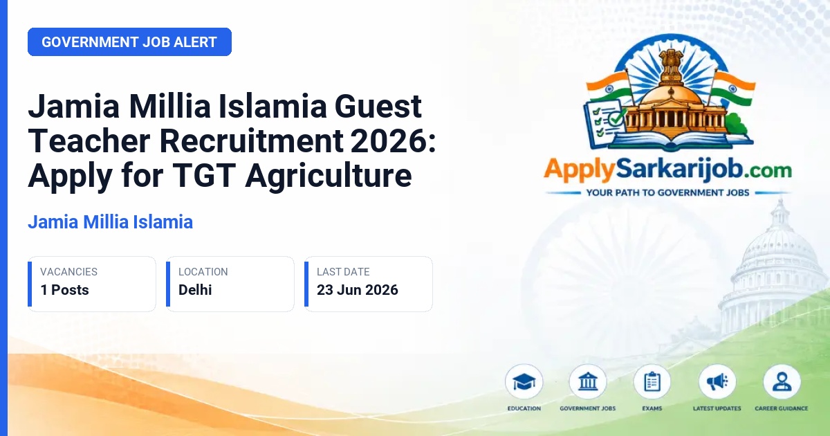 Jamia Millia Islamia - Guest Teacher (TGT Agriculture) Official Notification Poster & Schedule
