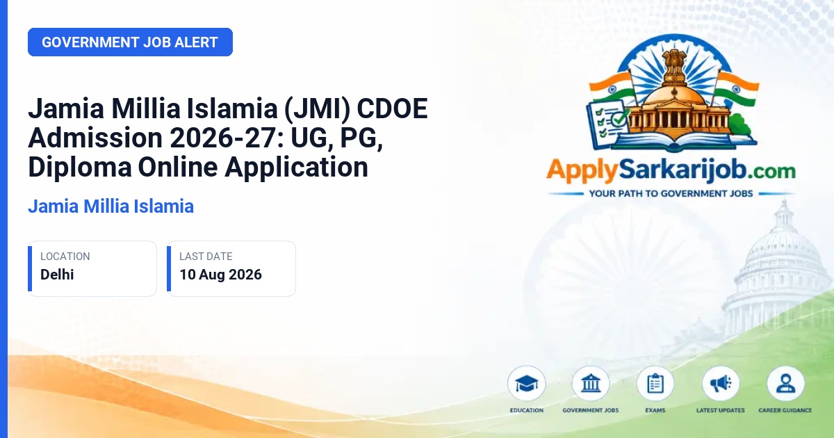 Jamia Millia Islamia - UG, PG, Diploma, and Certificate Courses Official Notification Poster & Schedule