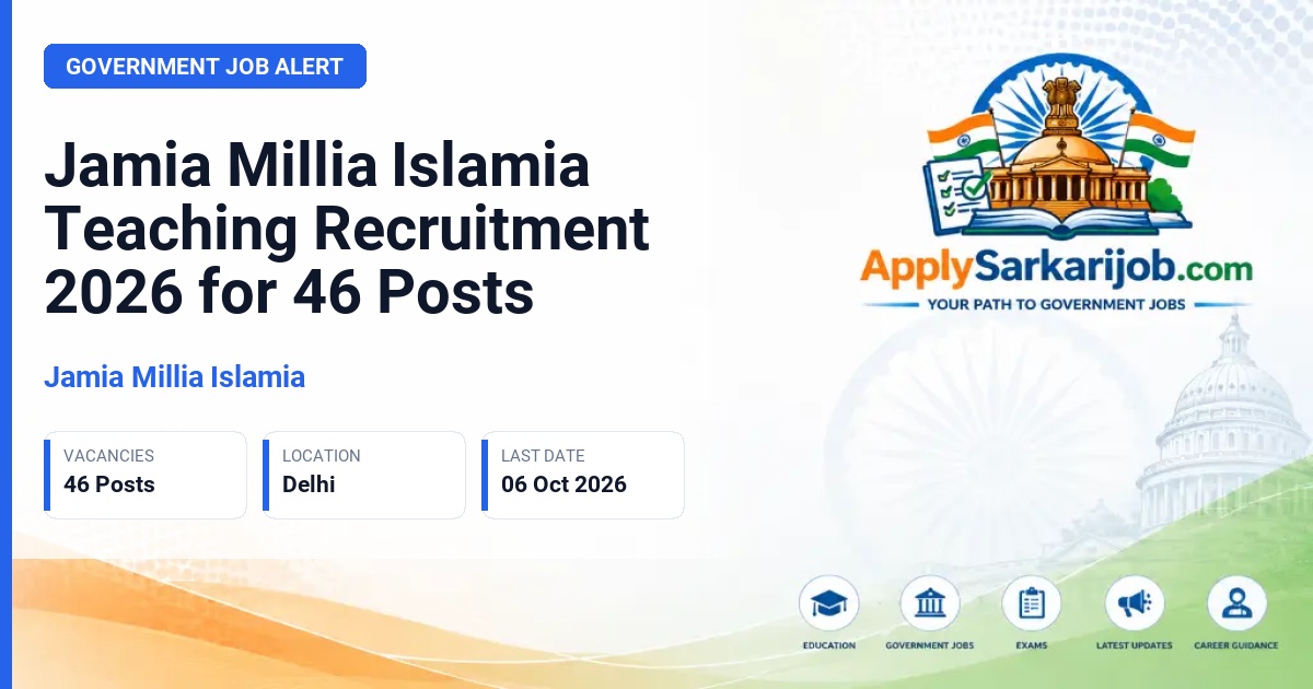 Jamia Millia Islamia - Professor, Associate Professor, Assistant Professor, Principal and Head of Section Official Notification Poster & Schedule