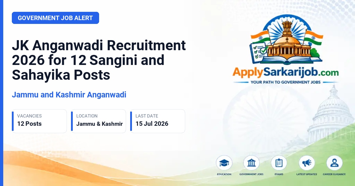 Jammu and Kashmir Anganwadi - Sangini and Sahayika Official Notification Poster & Schedule