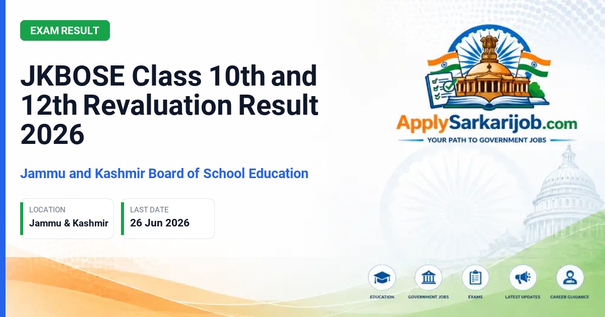 Jammu & Kashmir Board of School Education (JKBOSE) - JKBOSE Class 10th and 12th Revaluation Result 2026 Official Notification Poster & Schedule