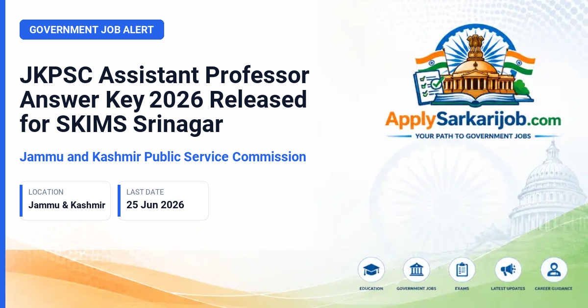 Jammu and Kashmir Public Service Commission (JKPSC) - Assistant Professor (SKIMS) Official Notification Poster & Schedule