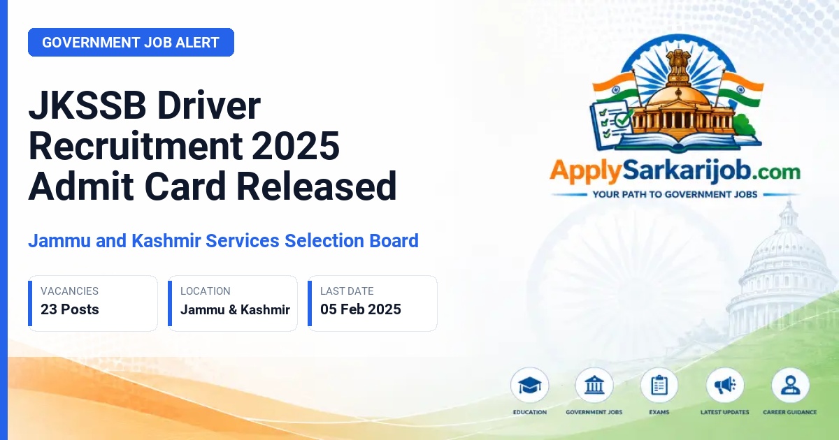 Jammu and Kashmir Services Selection Board - Driver Official Notification Poster & Schedule
