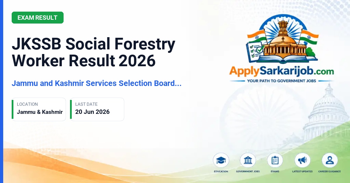 Jammu and Kashmir Services Selection Board (JKSSB) - Social Forestry Worker (SFW) Official Notification Poster & Schedule