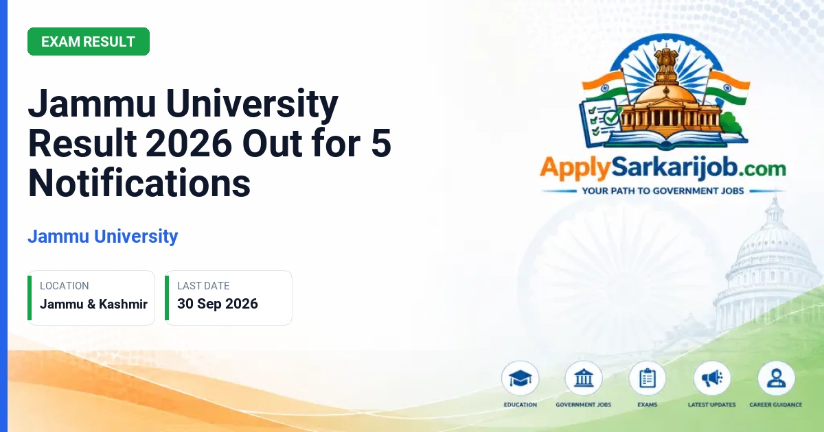 Jammu University - UG & PG Results Official Notification Poster & Schedule