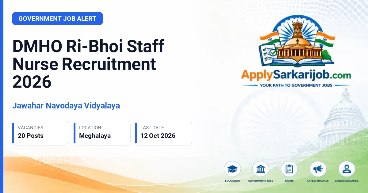 Jawahar Navodaya Vidyalaya - Staff Nurse Official Notification Poster & Schedule