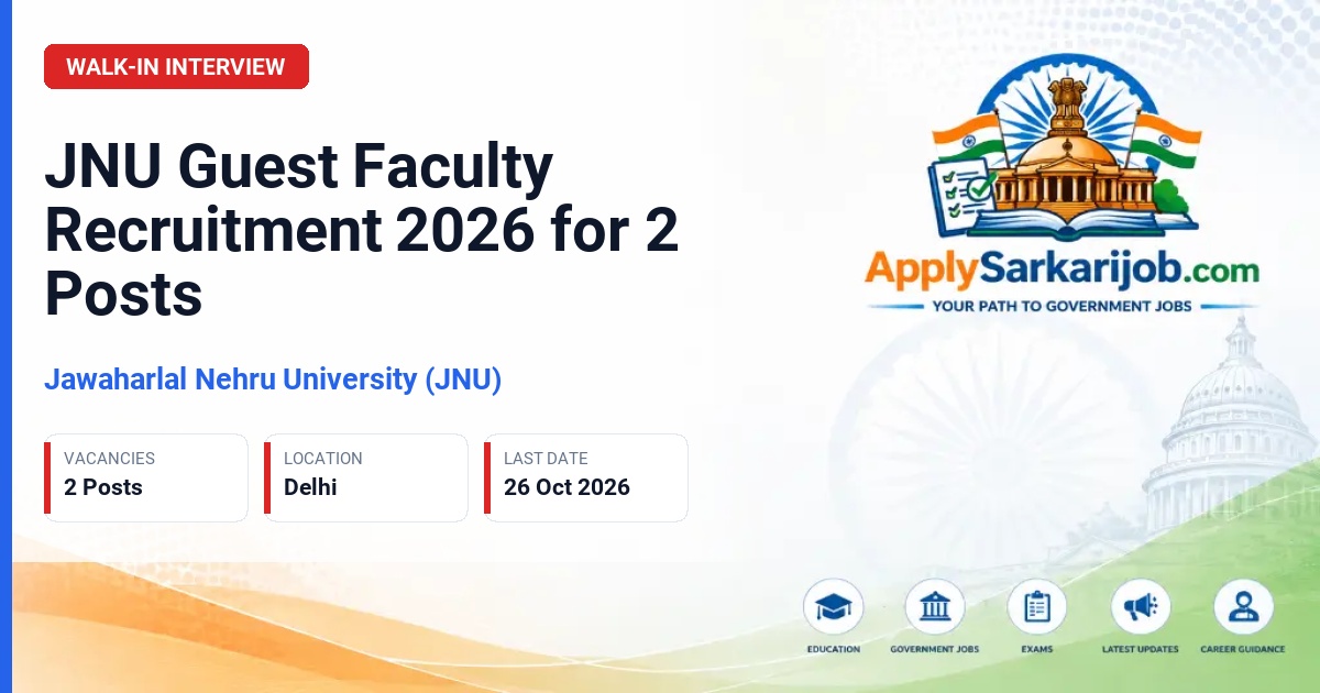 Jawaharlal Nehru University (JNU) - Guest Faculty Official Notification Poster & Schedule