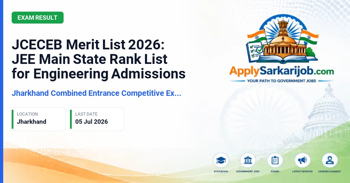 Jharkhand Combined Entrance Competitive Examination Board - B.E./B.Tech Admission 2026 Official Notification Poster & Schedule