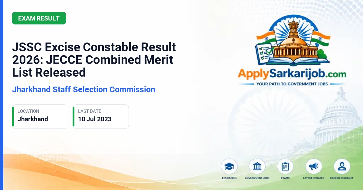 Jharkhand Staff Selection Commission - Excise Constable Official Notification Poster & Schedule