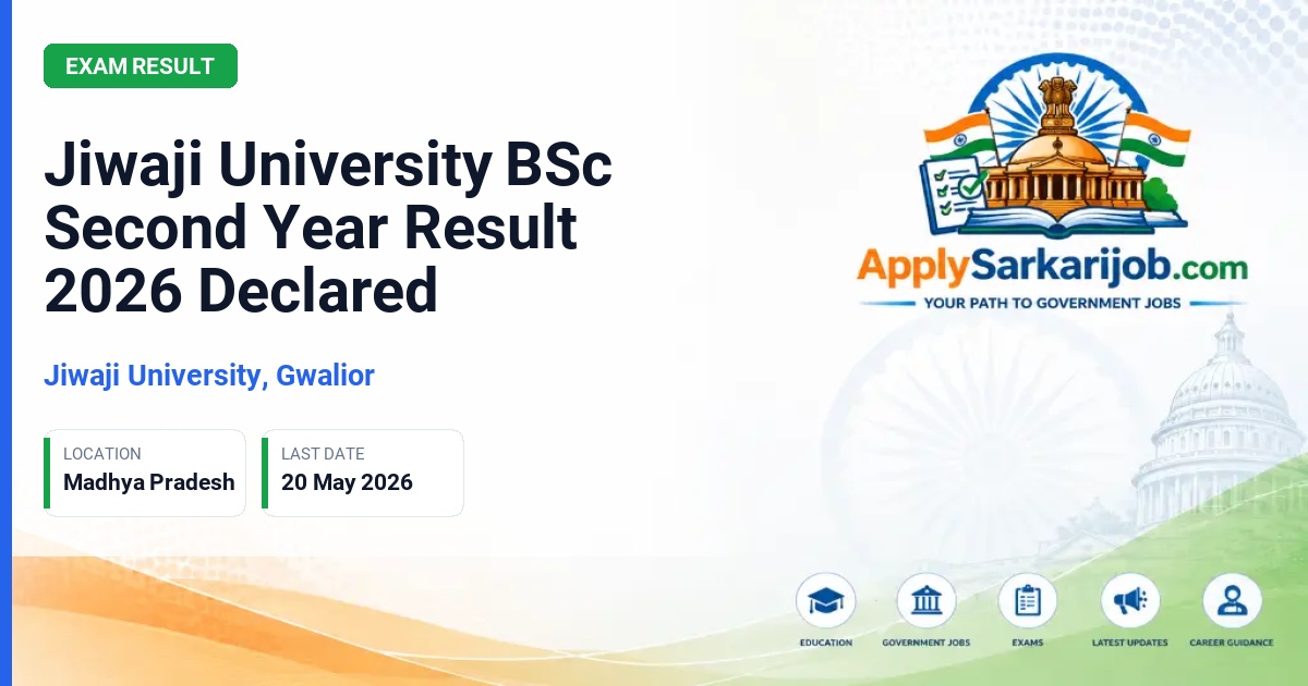 Jiwaji University, Gwalior - Jiwaji University BSc Second Year Result 2026 Declared Official Notification Poster & Schedule