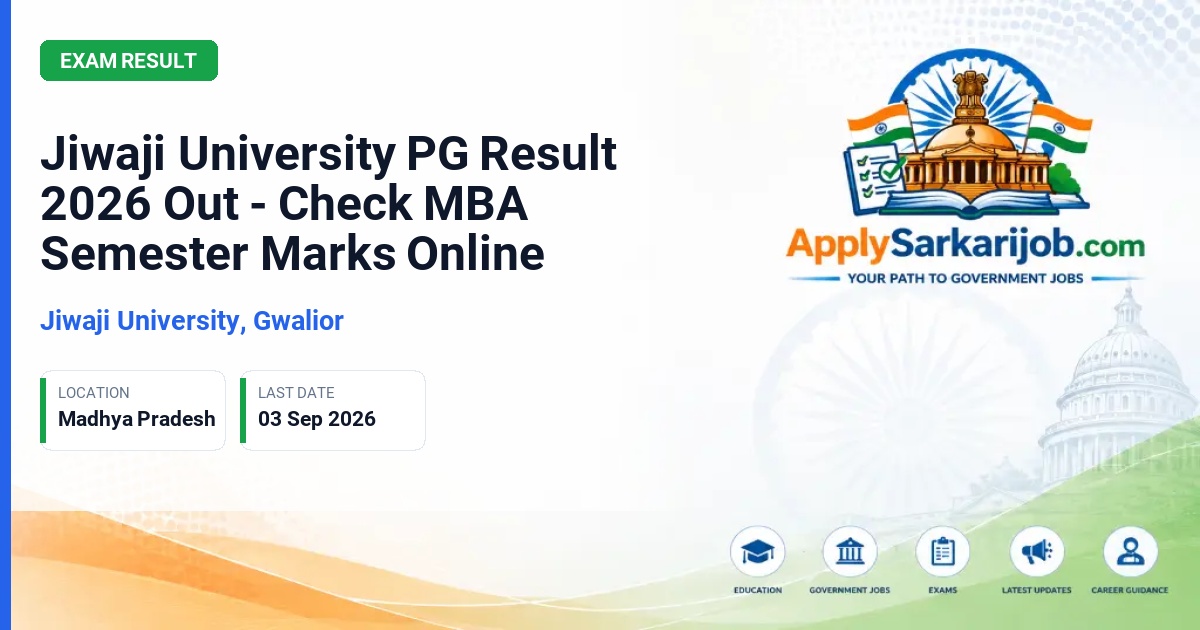 Jiwaji University, Gwalior - MBA Second and Fourth Semester Examinations (Regular & ATKT) Official Notification Poster & Schedule