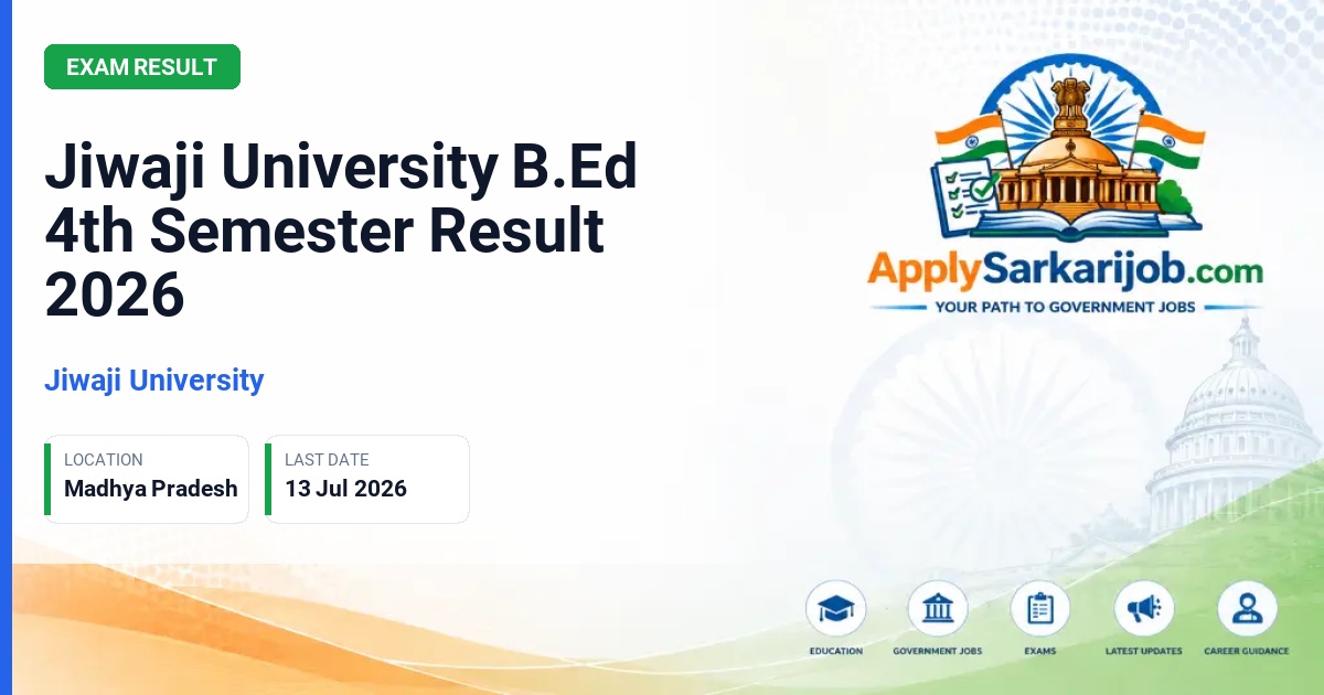 Jiwaji University - Jiwaji University B.Ed 4th Semester Result 2026 Official Notification Poster & Schedule