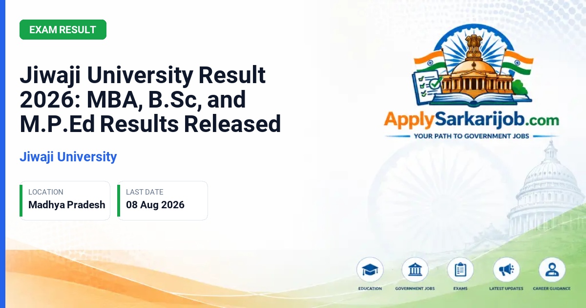 Jiwaji University - Jiwaji University Result 2026: MBA, B.Sc, and M.P.Ed Results Released Official Notification Poster & Schedule