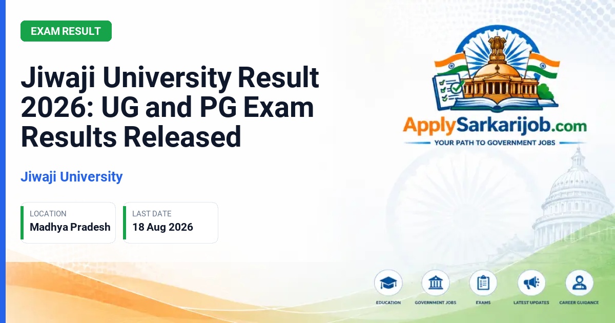 Jiwaji University (JU) - Jiwaji University Result 2026: UG and PG Exam Results Released Official Notification Poster & Schedule