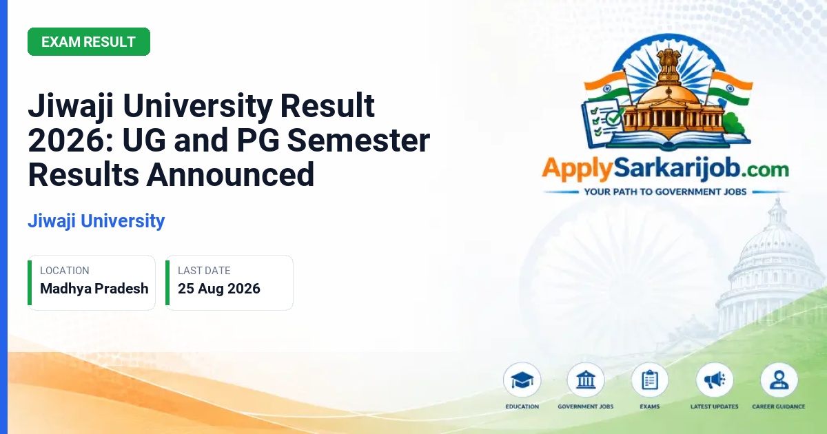 Jiwaji University - Jiwaji University Result 2026: UG and PG Semester Results Announced Official Notification Poster & Schedule