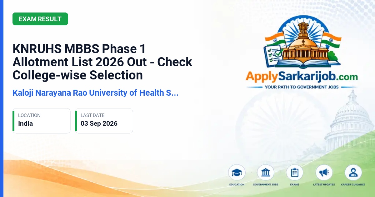 Kaloji Narayana Rao University of Health Sciences - MBBS Admissions Official Notification Poster & Schedule